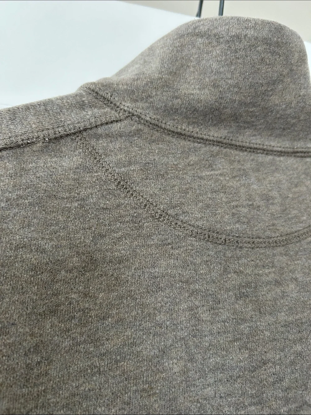 J Crew Authentic Sueded Jersey 1/4 Zip Pullover Sz L w MEASUREMENTS Brown/Tan